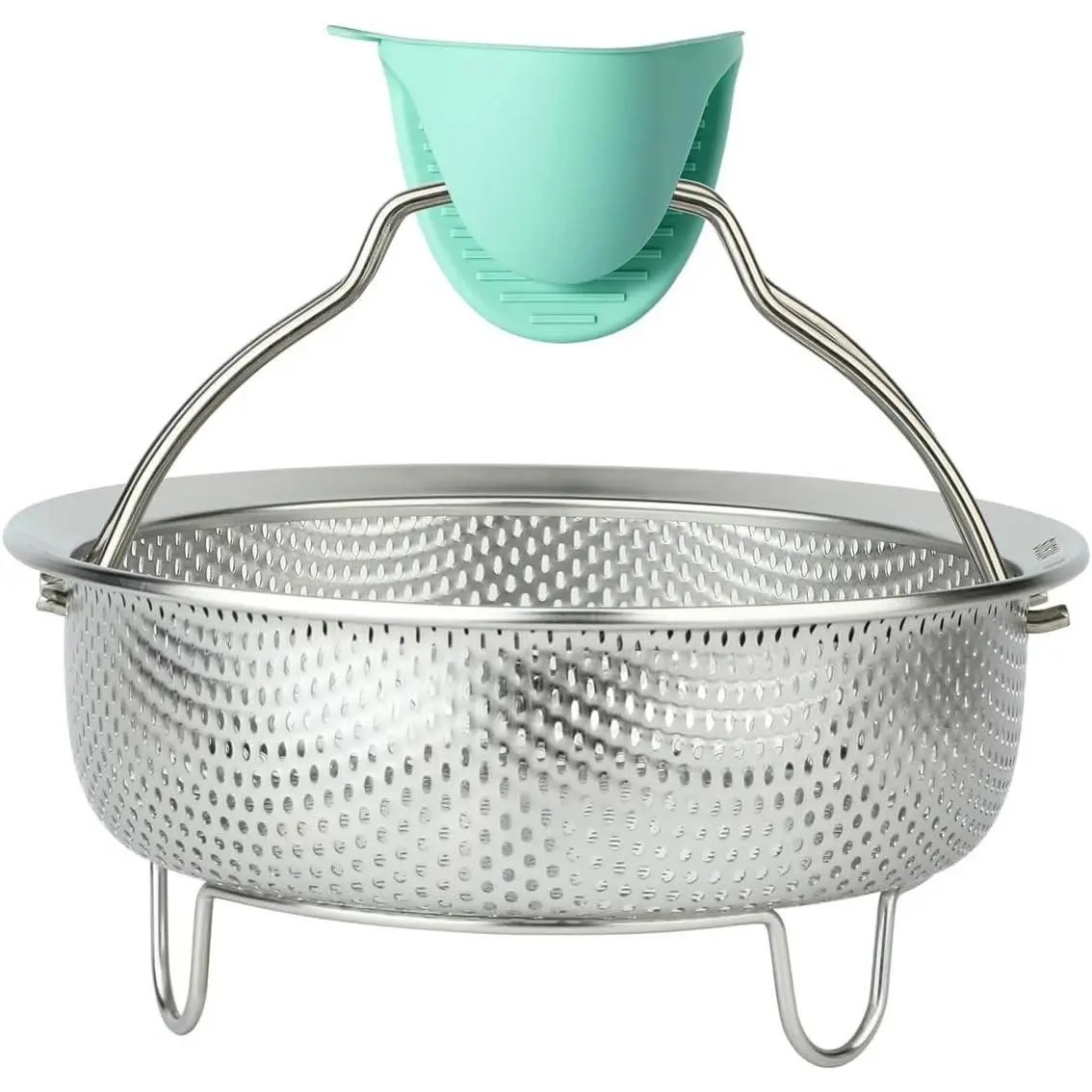 Stainless Steel Steamer Basket - Vegetable & Dumpling Steamer Insert for Pots, Instant Pot Accessories with Handles & Feet, Multi-Purpose Mesh Strainer for Cooking, Fruits (Silvery, Small)