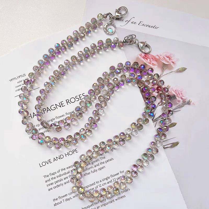 Original crystal chain phone lanyard, long chain, handmade water drop crystal lanyard, crossbody shoulder strap, neck strap, bag chain, shiny
