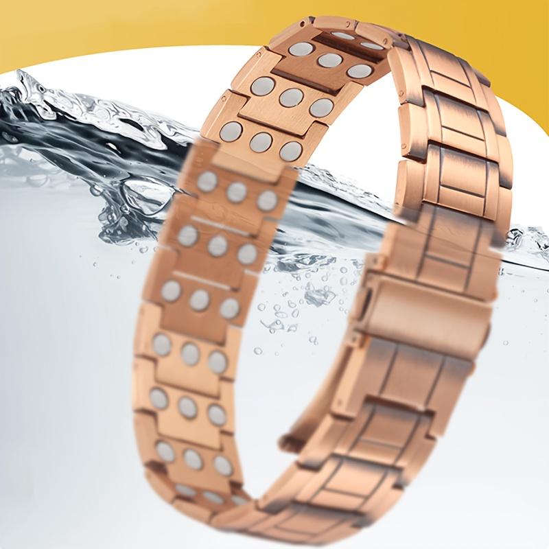 Men's pure copper magnetic bracelet with 3X super strong magnets - hypoallergenic, sturdy design, with adjustable folding clasp - perfect gift, wristband bracelet, adjustment tool.