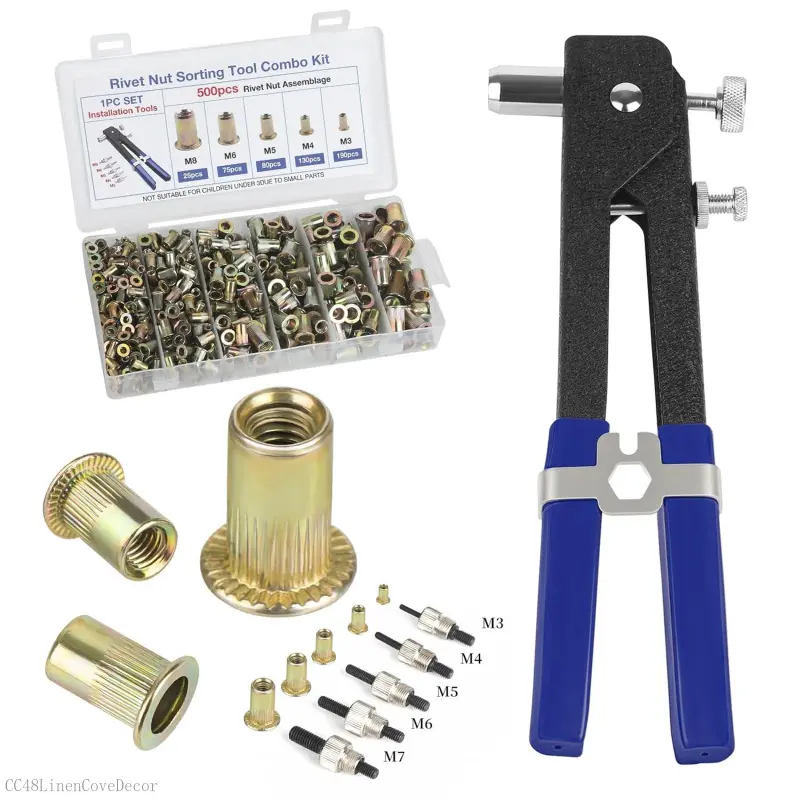 Tool kit, Rivet Nut Combination Tool kit,Suitable for Automotive, Marine, Decoration, Furniture, Industry, Rivet nut SetCC48LinenCoveDecor