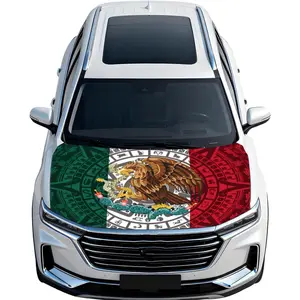 Car Hood Cover Flag - 59x51IN Mexico Hood Covers with 2 Adjustable Triangular Fasteners for Cars Decor, Automotive Exterior Accessories Patriotic Decorations - Hood Cover-1