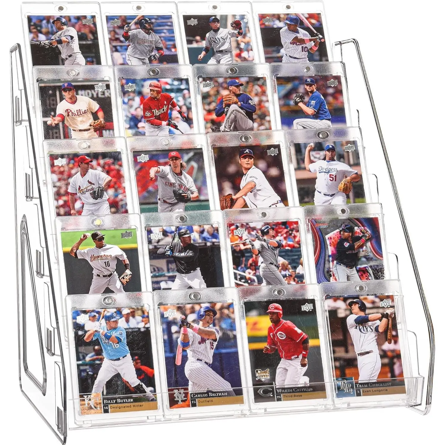 Elevated 5 Tier Clear Acrylic Card Display Stand for Trading Cards, Sports Cards, Greeting Cards, Stickers – Slanted Holder for PSA Slabs, Vendors, Collectors & Retail (5 Tier 1 Pack)