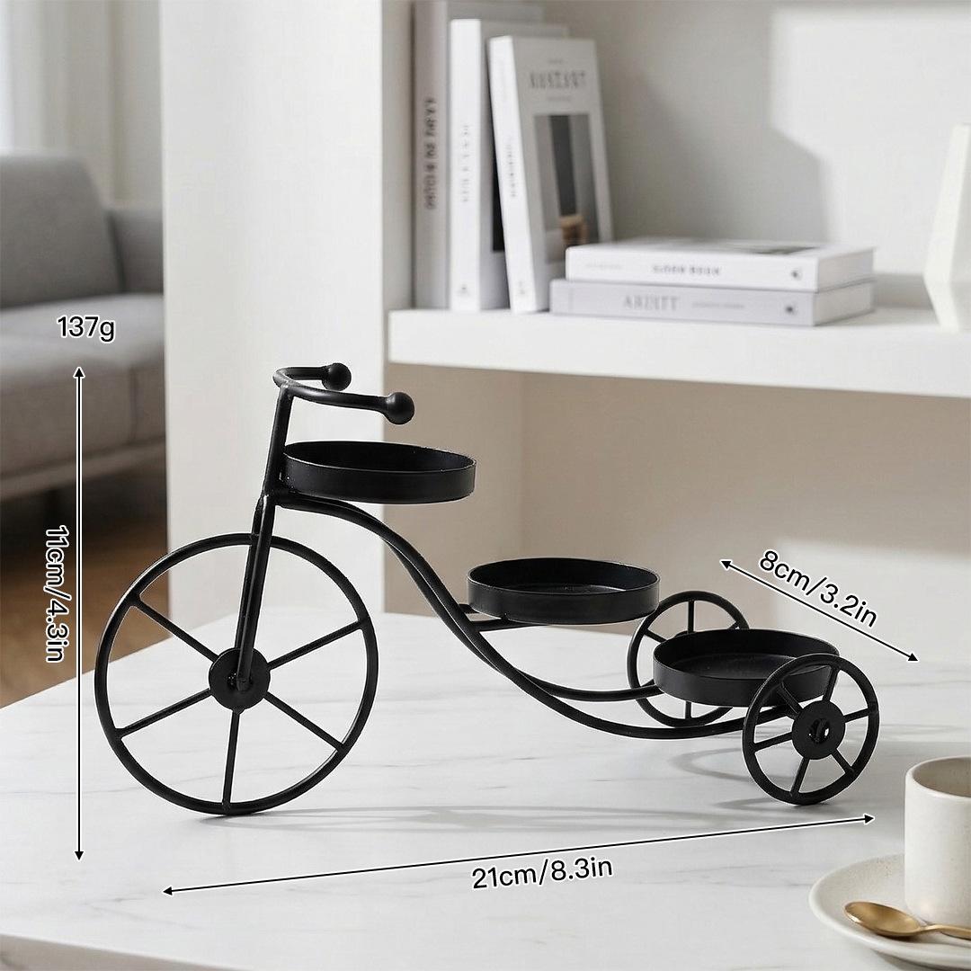 Elegant Three-Wheeled Metal Candle Holder, Vintage Iron Art Design, Romantic Dinner and Bedroom Decor, Ornamental Candle Accessories