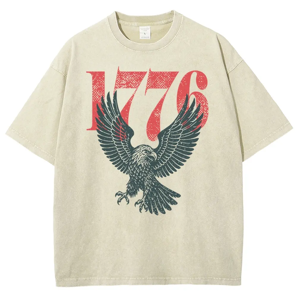 1776 Bald Eagle Vintage Washed Tee 4th Of July Distressed USA Eagle Graphic Tee Vintage Washed Tee 90s Men's Graphic Tee t Shirts Funny Graphic Tee Good Graphic Tees Graphic Tees Streetwear Outfits Men Vacation Outfits Oversized Tshirt Men