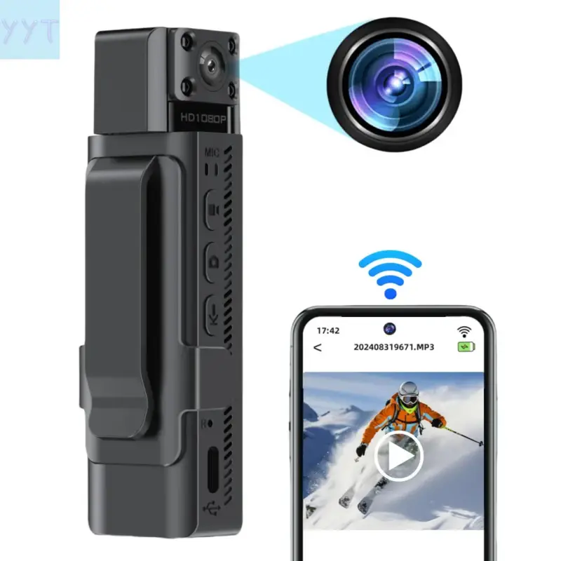 YYT1 Wearable Action Camera, 1080P Wireless WiFi Portable Body Camera with 270 Degree Rotation Lens & IR Night View Action Camera