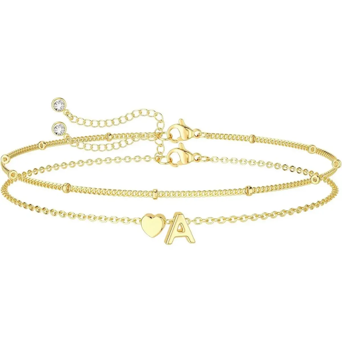 Women's Exquisite Trendy Heart Initial Charm Bracelet, Modern Adjustable Synthetic Fashion Bangle, Cute Casual Daily Wear Gift for Girlfriend, Exquisite Trendy Bracelet, Gifts For Gf