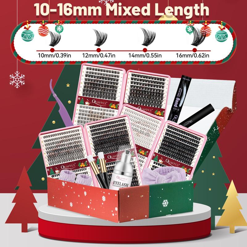 Eyelash Extension Kit, 1 Set Mixed Styles Eyelashes & Eyelash Glue & Eyelash Remover & Tweezers & Headband & Wrist Band & Lash Mousse with Brush, Eye Makeup Products, Eyelash Clusters, Eyelashes Clusters, Makeup Set
