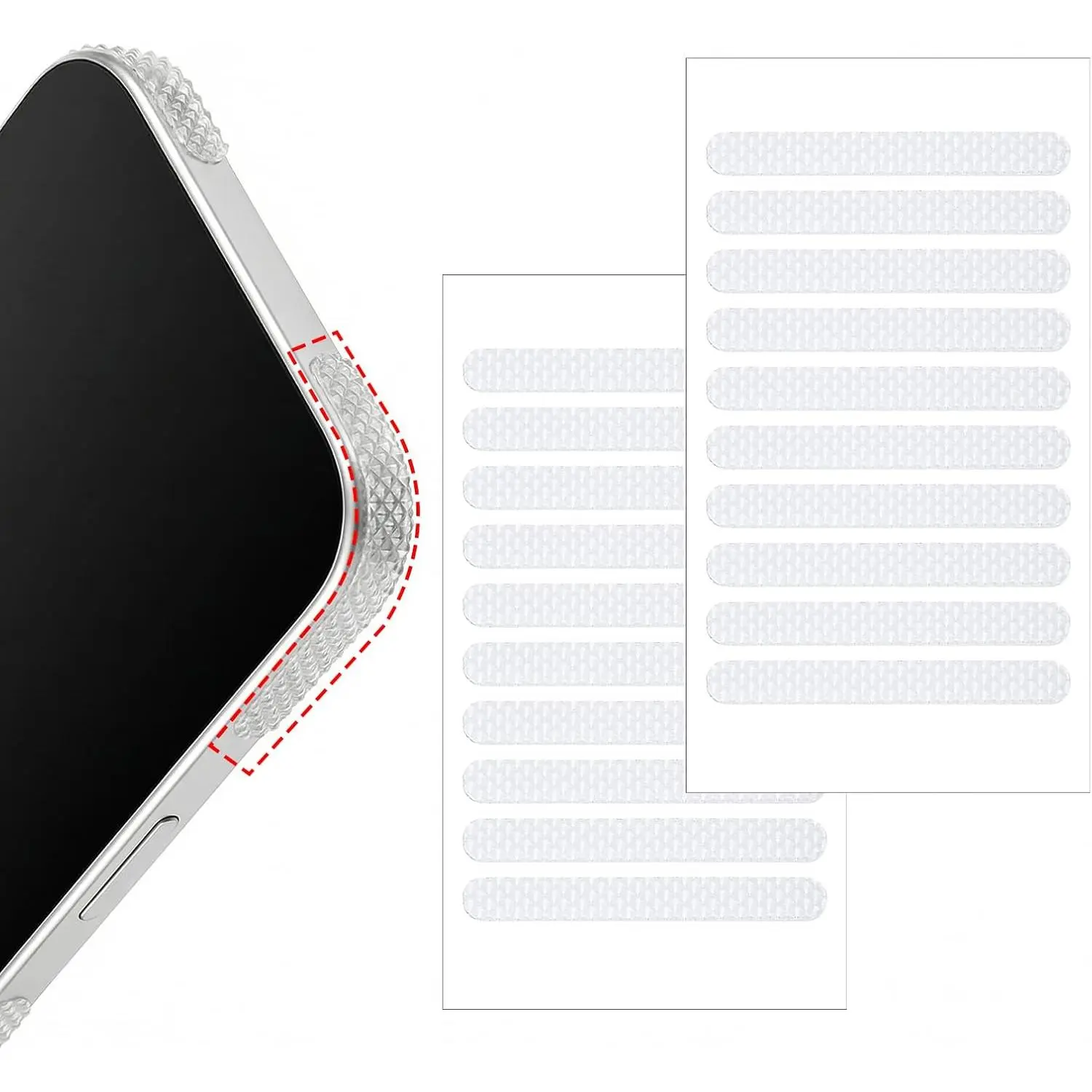 20 count Cell Phone Grip Tape Strips Non Slip Side Sticker | Adhesive Grippy Bumper Frame Stickers,  Pre-Cut Strips Decal, for Phone Case,  Gaming Cases