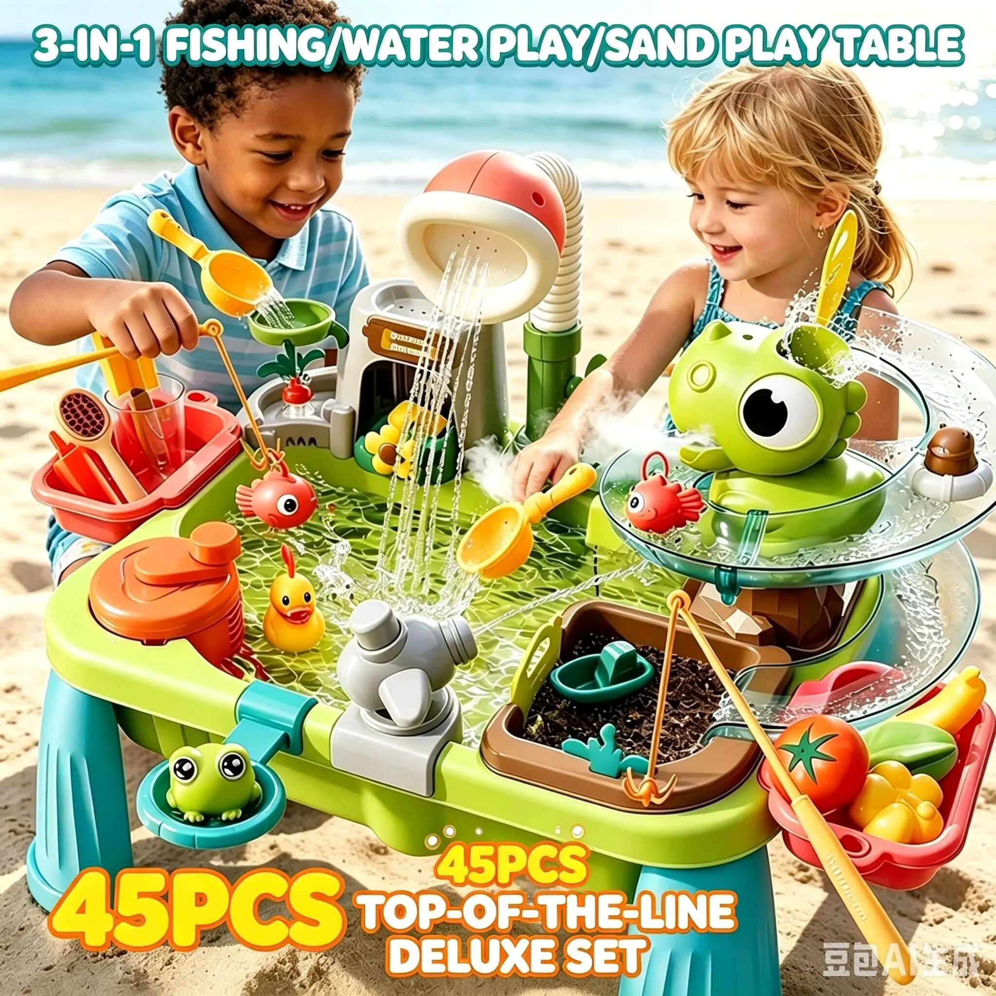 3-In-1 45pcs Dinosaur Water Playset, Electric Splash Toy with Sprayer, Outdoor Kids' Fun, Parent-Child Interaction, Christmas/birthday Gift