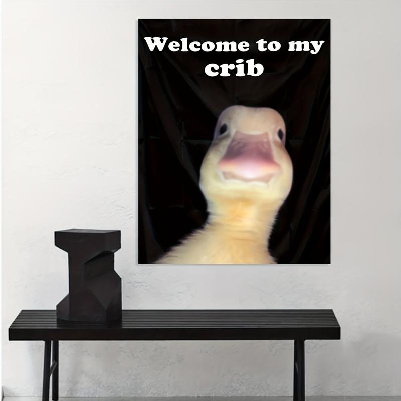 2D Flat, 1pc Frameless 'Welcome to My Crib' Duck Canvas Art Poster - Playful Greeting Card Design, 12x18 Inch (30x45cm), Vibrant Canvas Print for Living Room, Bedroom, Bathroom, Kitchen, Office, Cafe Decor - Whimsical Wall Art, Duck Decor, 2D Flat 2D Flat, 1pc Frameless 'Welcome to My Crib' Duck Canvas Art Poster - Playful Greeting Card Design, 12x18 Inch (30x45cm), Vibrant Canvas Print for Living Room, Bedroom, Bathroom, Kitchen, Office, Cafe Decor - Whimsical Wall Art, Duck Decor, 2D Flat