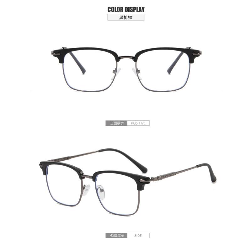 Same Style Retro Eyebrow Frame Glasses | Tech Nerd Handsome Men'S Fashion Trendy with Full Rim, Rectangular Shape, PC Frame, Resin Lenses, TR90 Temples
