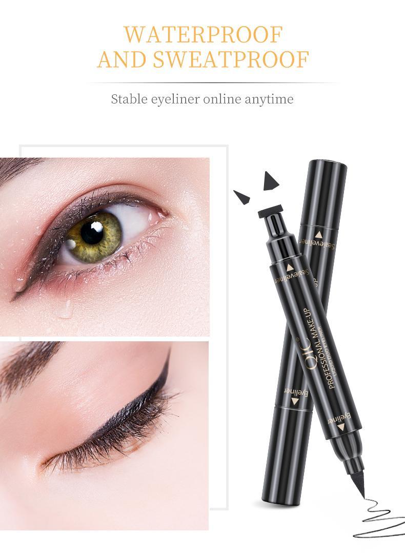 QIC 2-in-1 Stamp Eyeliner Pen | Waterproof & Smudge-Proof | Long-Lasting Winged Eye Makeup