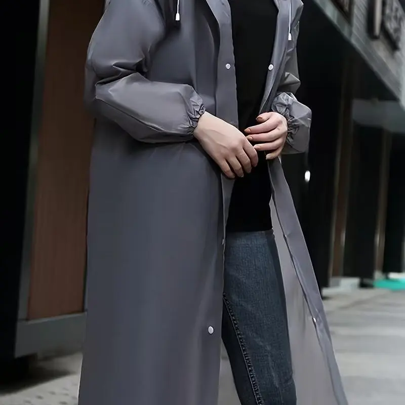 High-Quality Eva Raincoat for Adults, Windproof, Wind Resistant, Waterproof, Rainproof, Lightweight, with Hat, Elastic Sleeves, Ideal for Outdoor Activities
