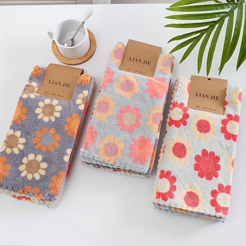 Floral Pattern, 6 Counts/set Soft, Quick-dry Flower Hand Towel for Home Bathroom, Ideal Luxury for Home Bathroom Use, Flower