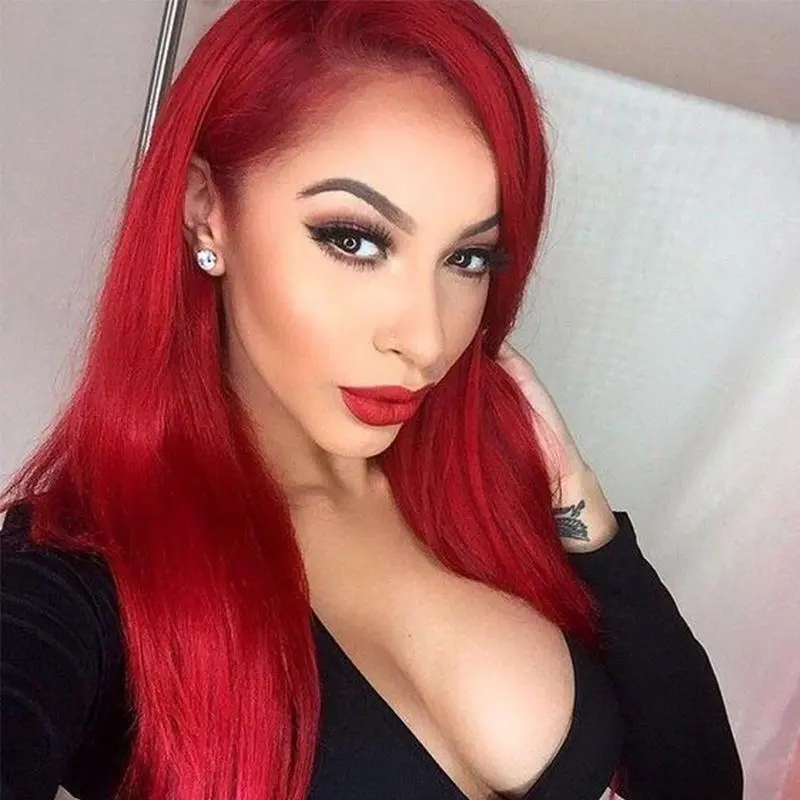 Non adhesive synthetic layered cutting multi size lace front wig that can be worn or walked, pre cut straight wig with natural hair lines, high-quality fibers with small knots, fashionable mid length straight hair wig for women