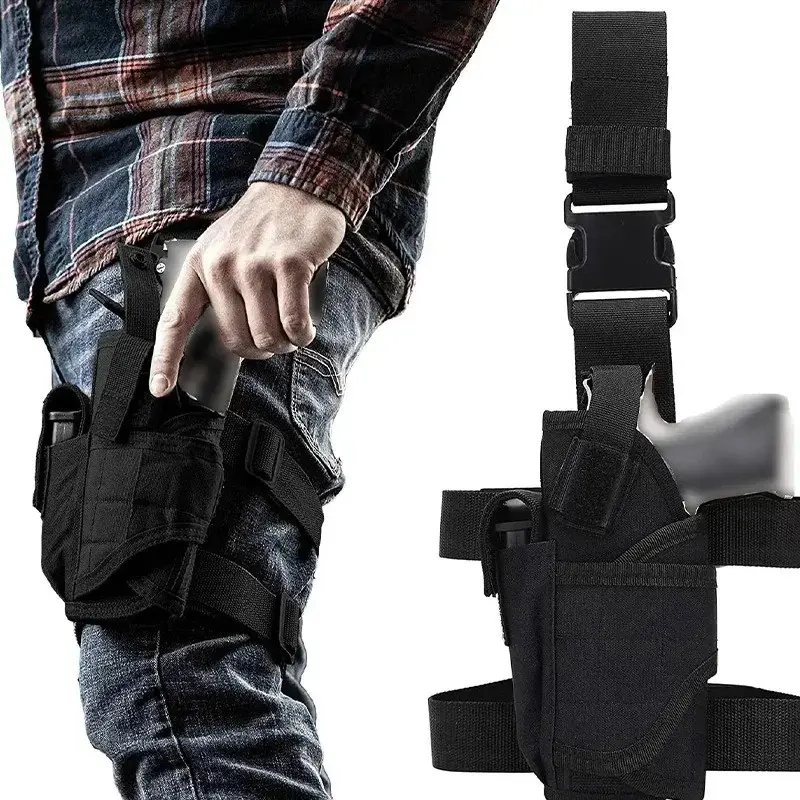 Right Leg Gun Holster for 17/m9/p226/cz 75 Revolver, Versatile Compatibility, Adjustable Airsoft Pistol Gun Case, Ideal for Hunting, Secure and Comfortable