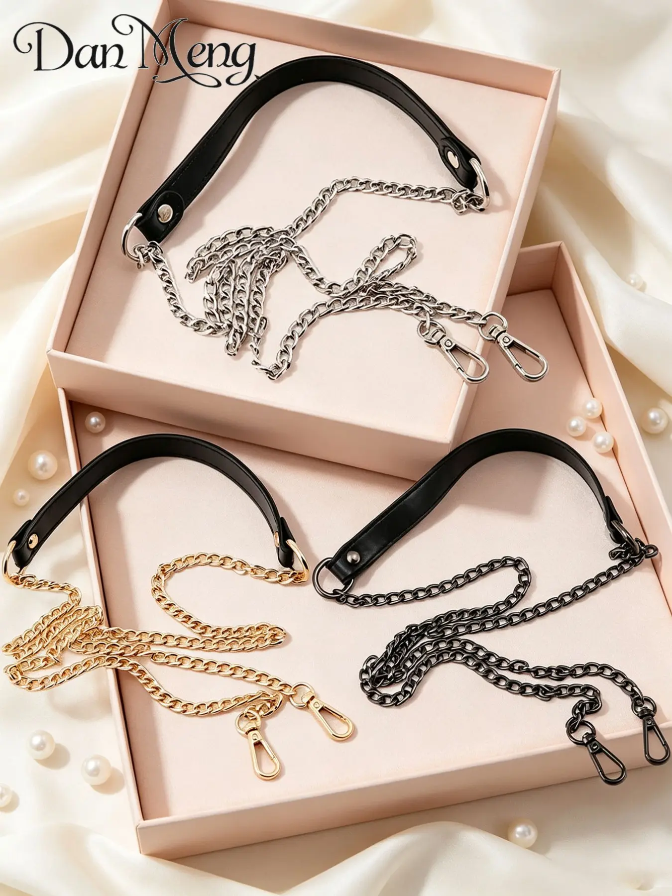 Bag Chain Replacement Strap, Leather Shoulder Strap, Metal Chain Replacement, Dual-Use Crossbody Bag Accessory, Bag Chain Upgrade Kit, Fashionable Chain Strap