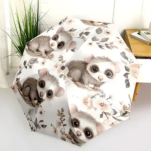 1 PC Automatic Folding Umbrella - Baby Sugar Gliders Floral Pattern Pattern, Portable & Foldable Design with 8 Ribs, Merry Christmas Pattern,Casual Outdoor Accessory Halloween and Christmas Birthday Gifts. H00129
