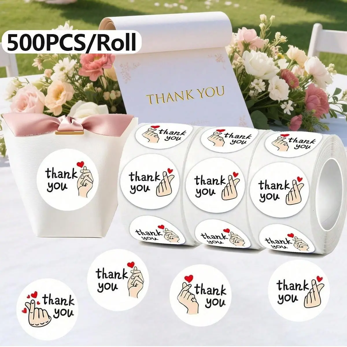 500pcs 1 inch Thank You for Your Purchase Labels with Red Heart Small Business Retail Store Envelope Seals Stickers for Packing Wraps