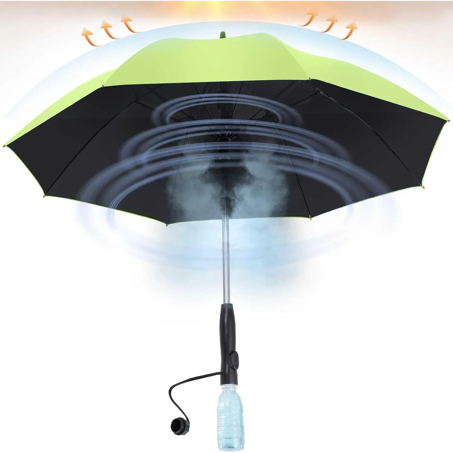 Rechargeable Cooling Fan Mist Umbrella - Modern Synthetic, Adjustable Wind, UV Protection - Ideal for Summer Beach, Outdoor Activities
