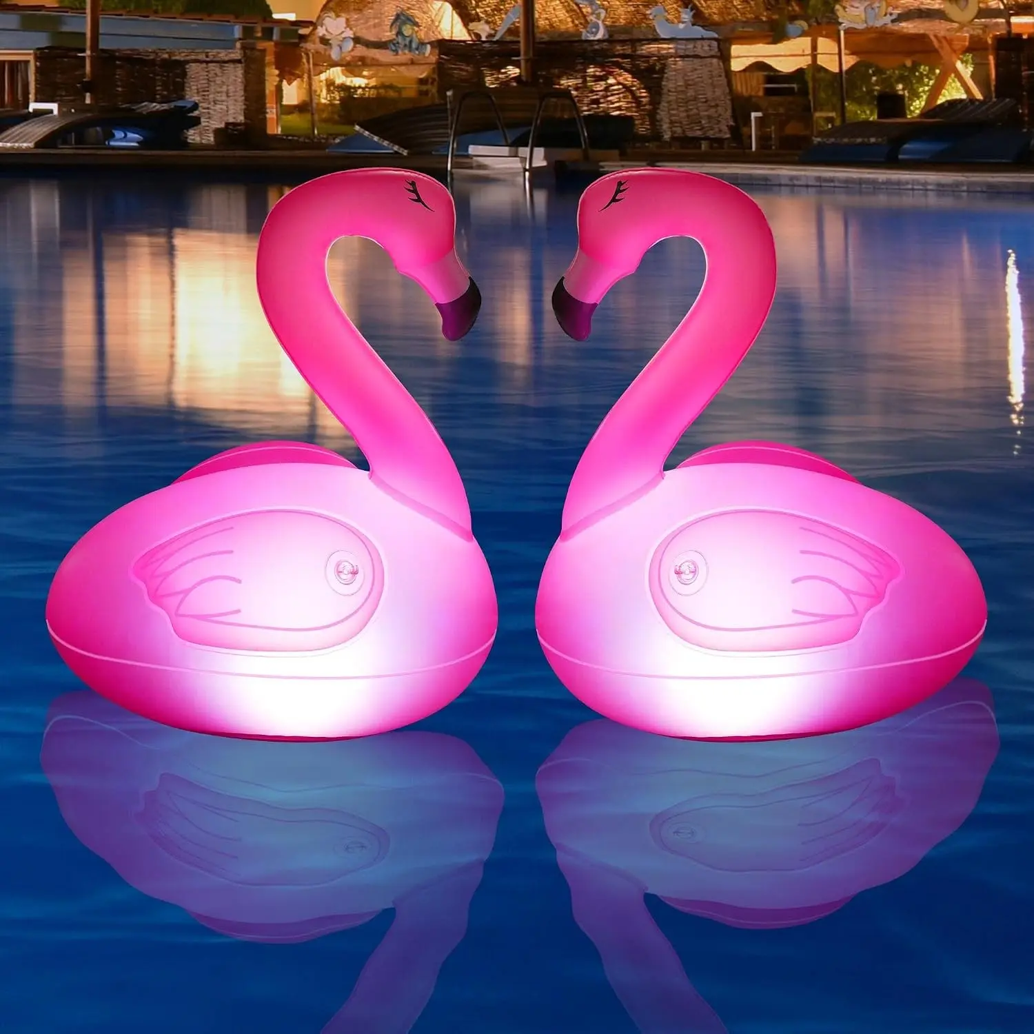 2 Pack Solar Floating Flamingo Pool Lights, Waterproof Glow in The Dark Inflatable Solar Powered Flamingo Lights for Swimming Pool Party Garden Patio Outdoor Decor