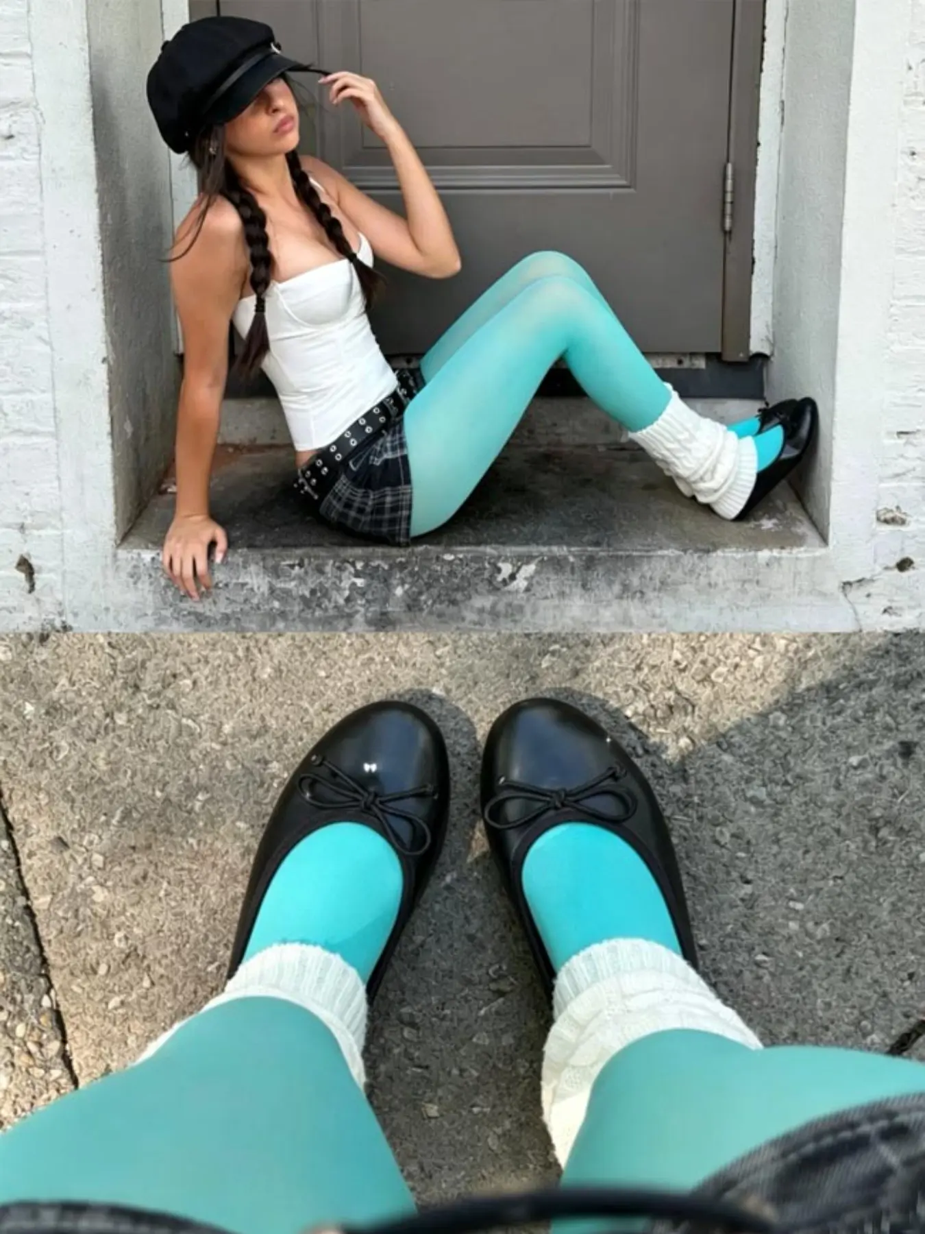 Y2K Style Mint Over-The-Knee Pantyhose, Japanese Korean Fashion, Summer Socks, Happy Socks, 12gl, Plain Surface, Unlined, Long Socks