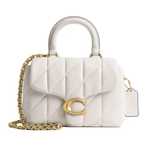 COACH Tabby 19 Quilted Satchel Handbag for Women in Chalk White