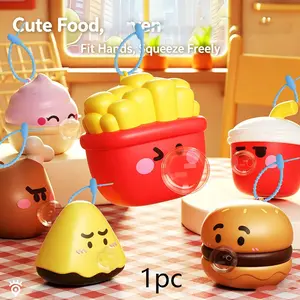 ummer New creative food Hamburg French fries Decompression toys for chicken legs, pressing bubbles and kneading Sensory Stress Relieving Toy, Mini Novelty Bubble BlowingToy,students and children Decompression gifts, desktop decorations and bag pendants.