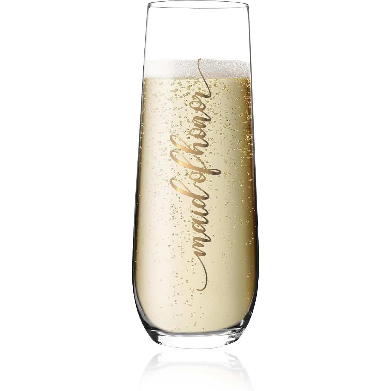 Modern 20ml Synthetic Stemless Champagne Flutes with Font Print - Wedding Bridal Party Gifts