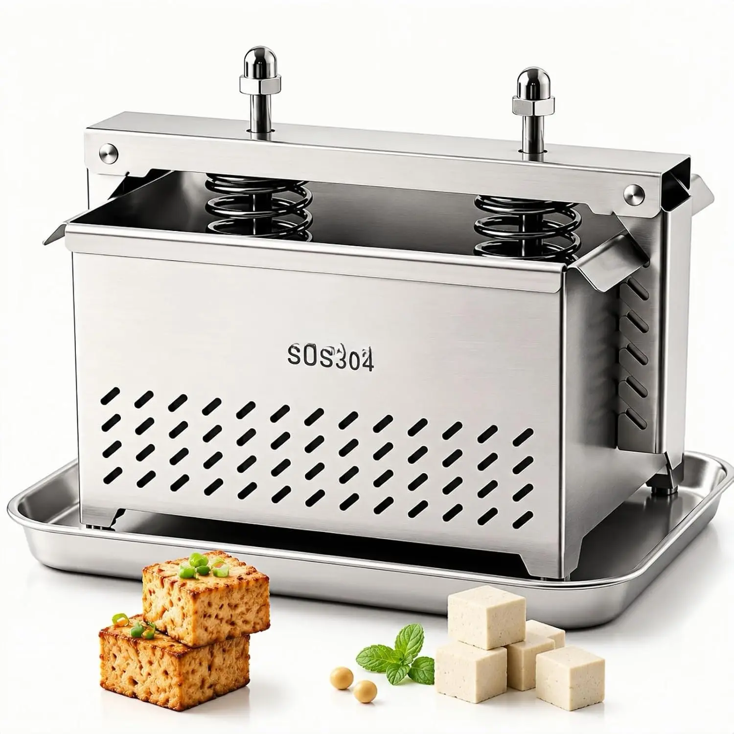 Stainless Steel Tofu Press & Paneer Maker, 304  Grade Tofu Press with Drainage System, Dishwasher Safe  Cheese Press for Homemade Tofu & Paneer  Strainer(6.6 * 4.7)
