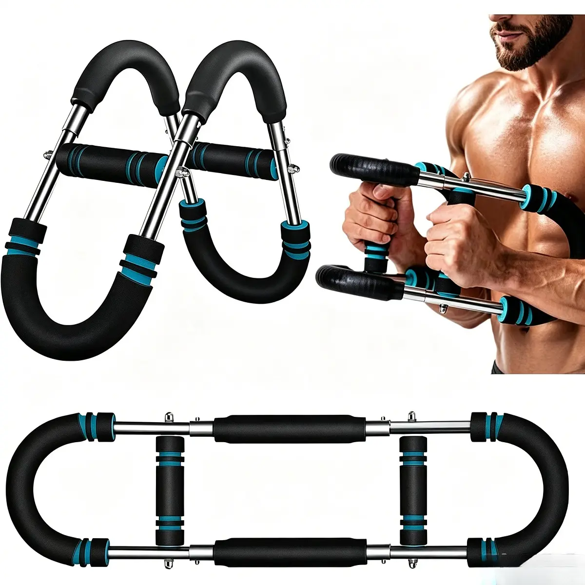 Women's Unisex 3-in-1 Portable Setup Strength Training Equipment, Compact Lightweight for Upper-Body Workout, Chest Expansion, Arm Shaping