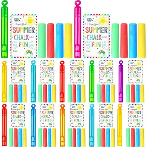 36 Pcs Gift Set Includes 12 Sidewalk Chalk 12 Mini Bubble Wands 12 Fun Blessing Cards for Party Graduation Supplies Circular Style