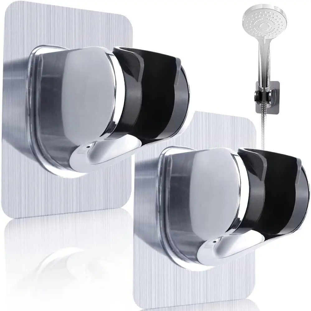 2-Piece Removable Adjustable Handheld Shower Head Holder, Punch-Free Install Drill-Free Mount with Strong Adhesive Suction Cup for Smooth Surfaces
