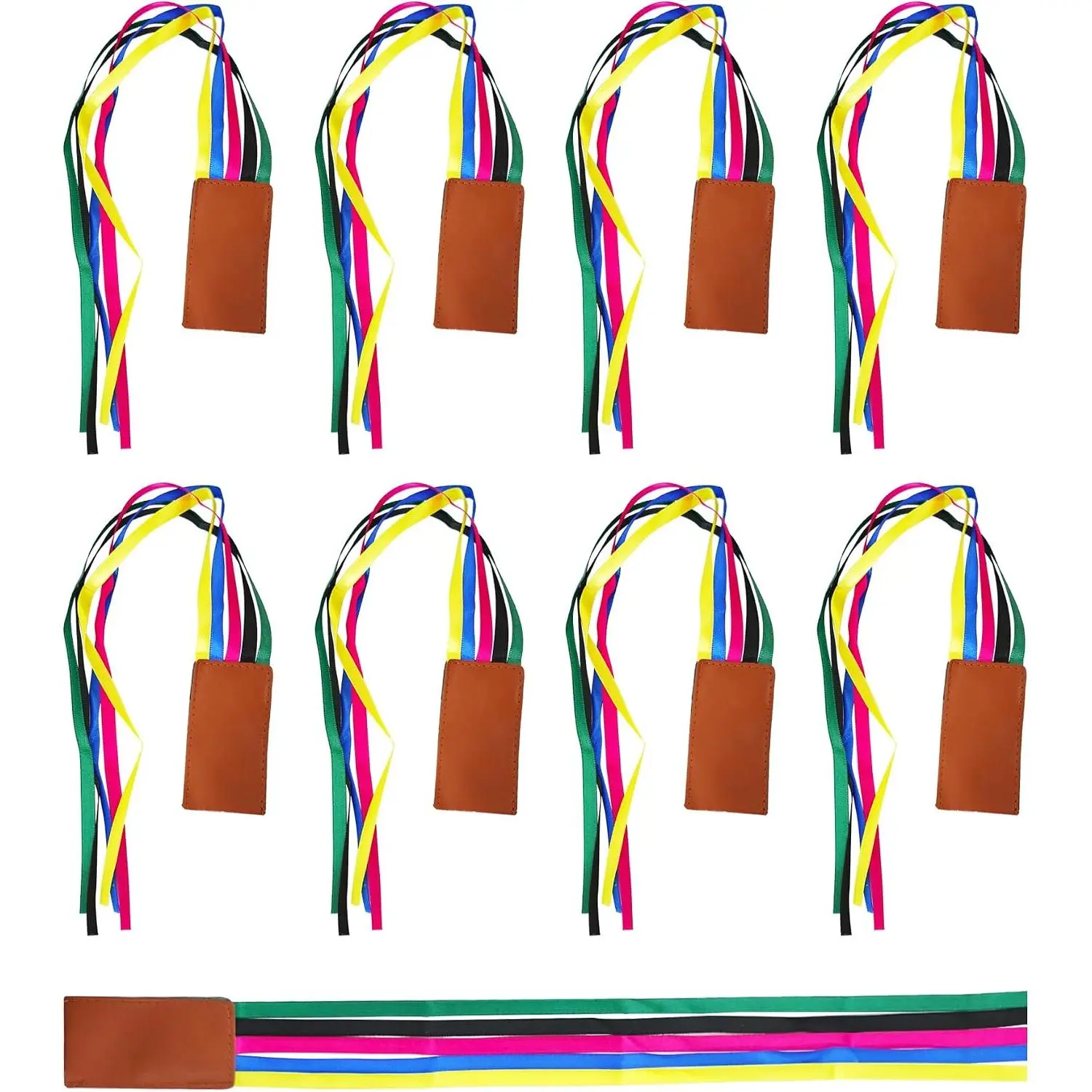 9 count Artificial Leather  Ribbon Bookmarks with 5 Colorful Ribbons for Book Lovers, Teachers, Students, and Crafts Giving