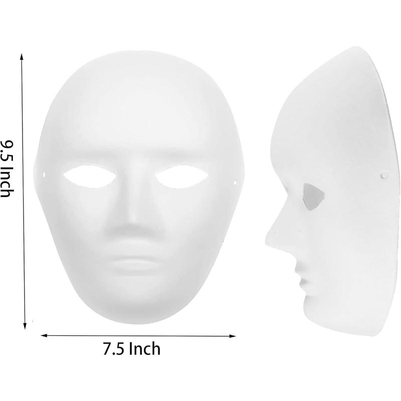 40 Pack DIY Full  , 2 Sizes Paintable White Plain , Paper Mache Mask for  Halloween Christmas Mardi Gras Masquerade Dance Party, Blank Costume