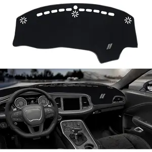 Dashboard Cover for Dodge Challenger Accessories 2015-2022 2023 2024 Non-Slip Dash Mat Blocker UV Rays Sunshade Dash Cover Protector for Dodge Challenger Accessories(Gray Edge Gray Trim
