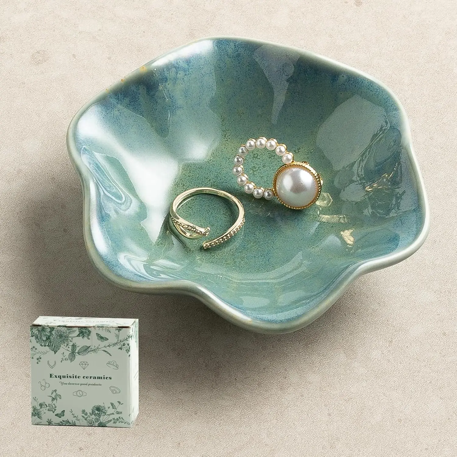 Ceramic Lotus Leaf Trinket Dish, Ring Holder for  | Keeps earrings, necklaces, , and keepsakes handy  vanities or nightstands, a sweet  for moms, sisters, and