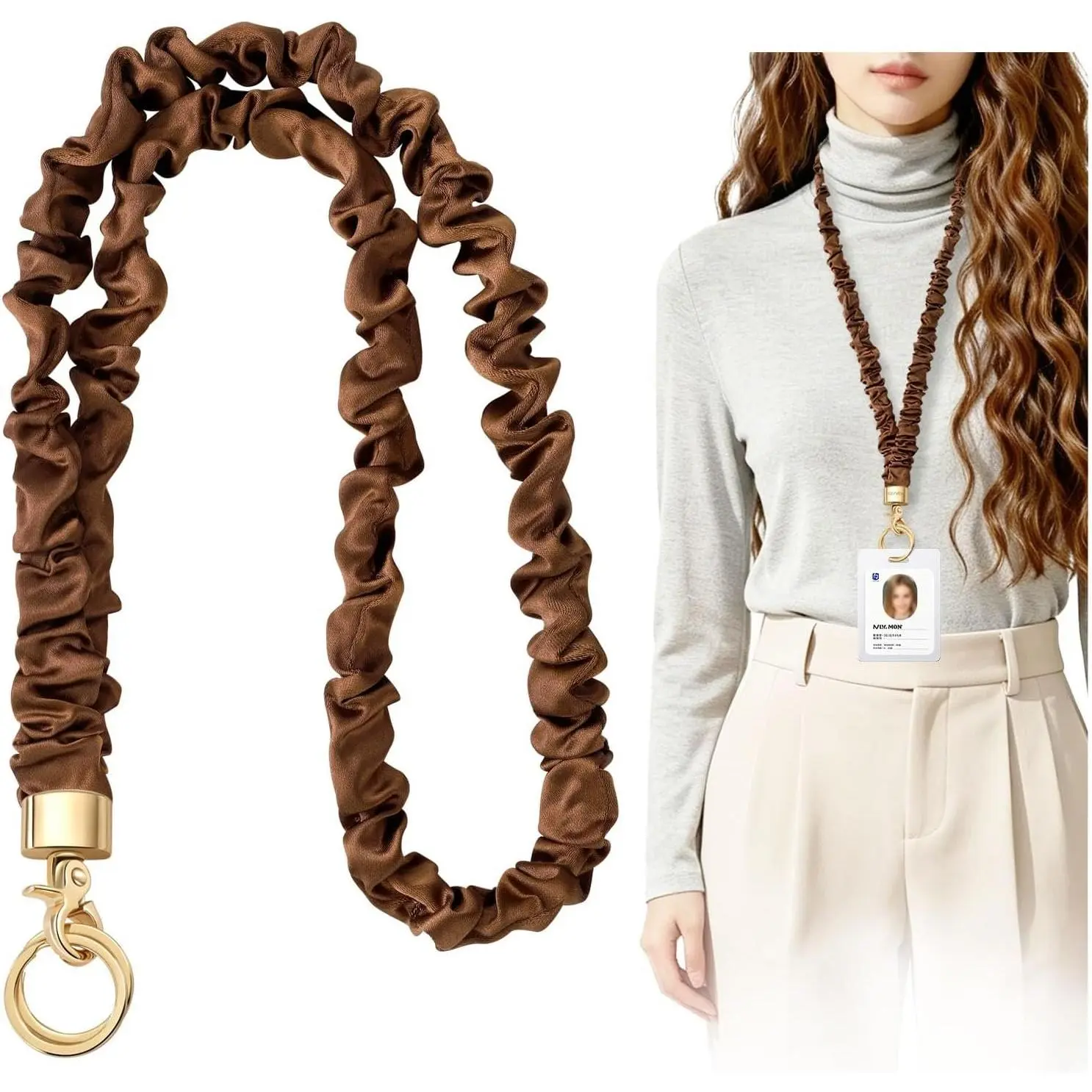 Scrunchie Teacher Lanyard for ID Badges Stretchy  Lanyards Key