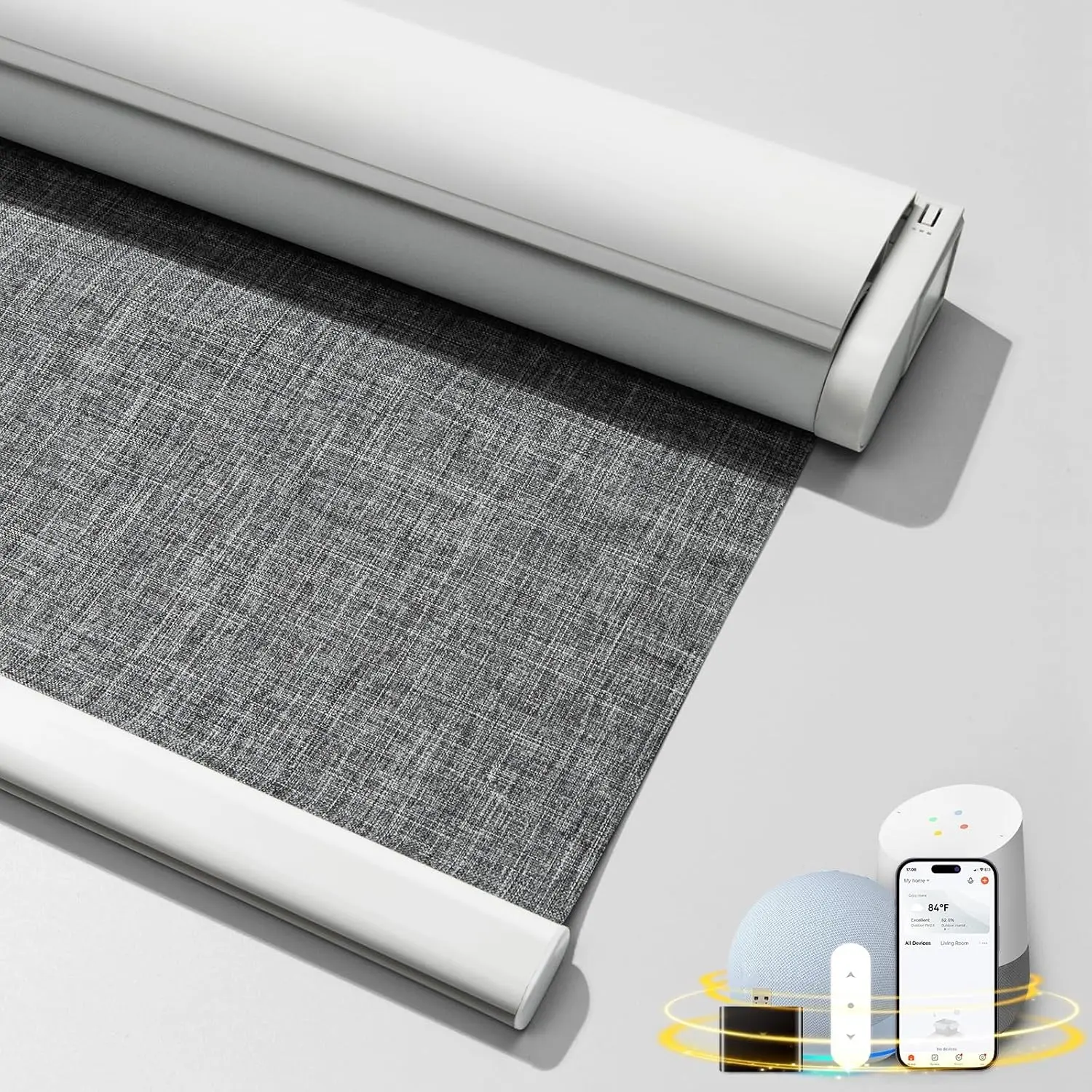 Motorized Blinds with Remote,100% Blackout Smart Blinds for Window Cordless Electric Blinds Compatible with Alexa Google Assistant, Gray,35" W x 72" H
