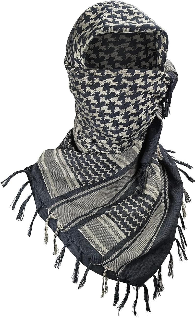 Luxns Military Shemagh Tactical Desert Scarf / 100% Cotton Keffiyeh Scarf Wrap for Men And Women