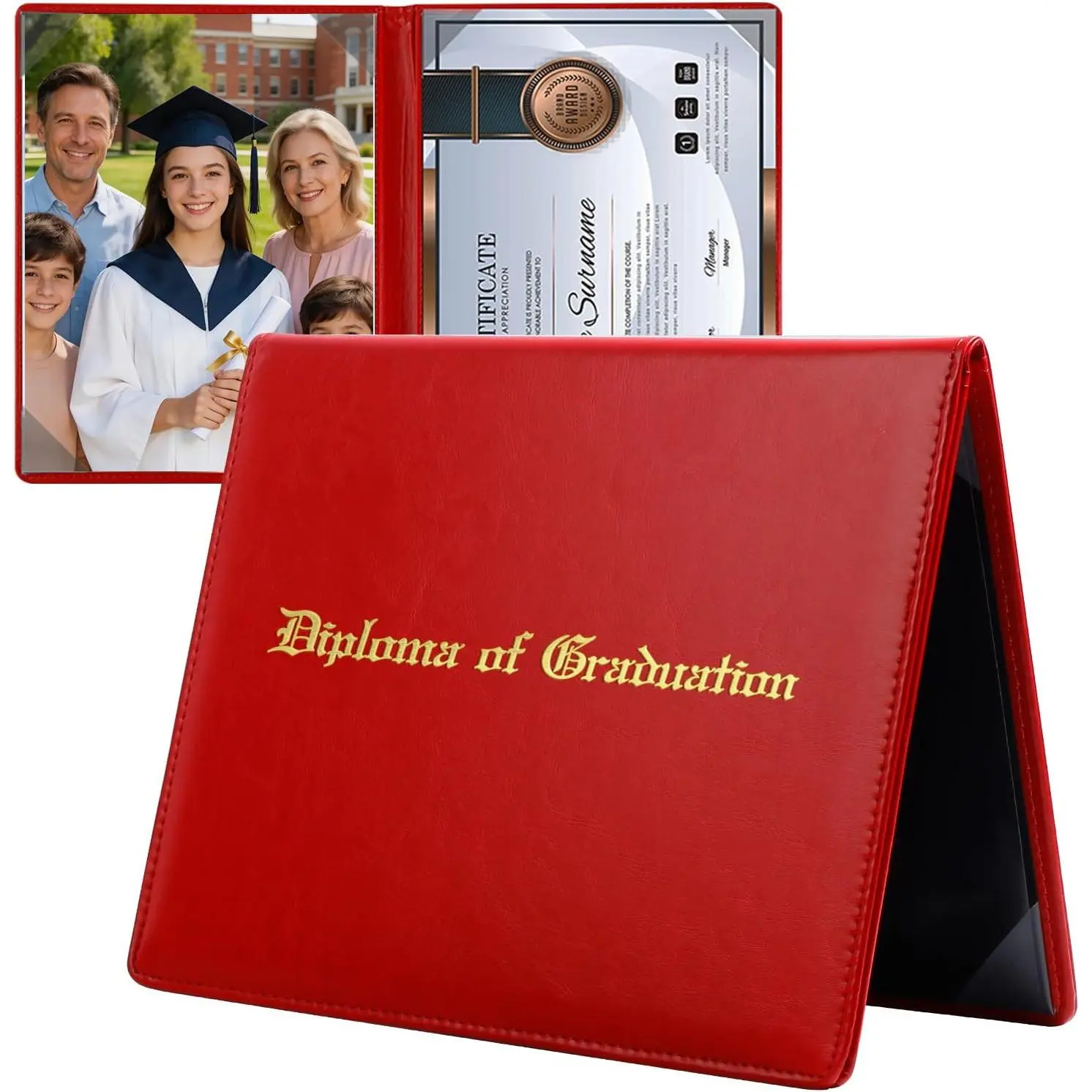 Diploma of Graduation Holder 8.5"x11" Leatherette Padded Certificate Holder