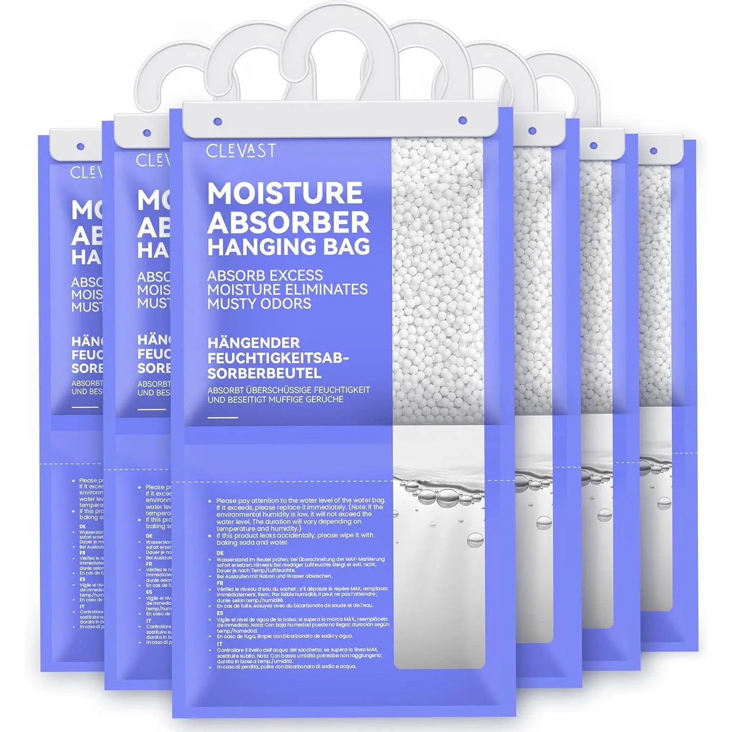 Absorbers Packets - 15.2 OZ, 6 Pack Large Dehumidifier Bags for Closet,  Humidity Absorber in Wardrobes, Bedrooms, Bathrooms - Unscented