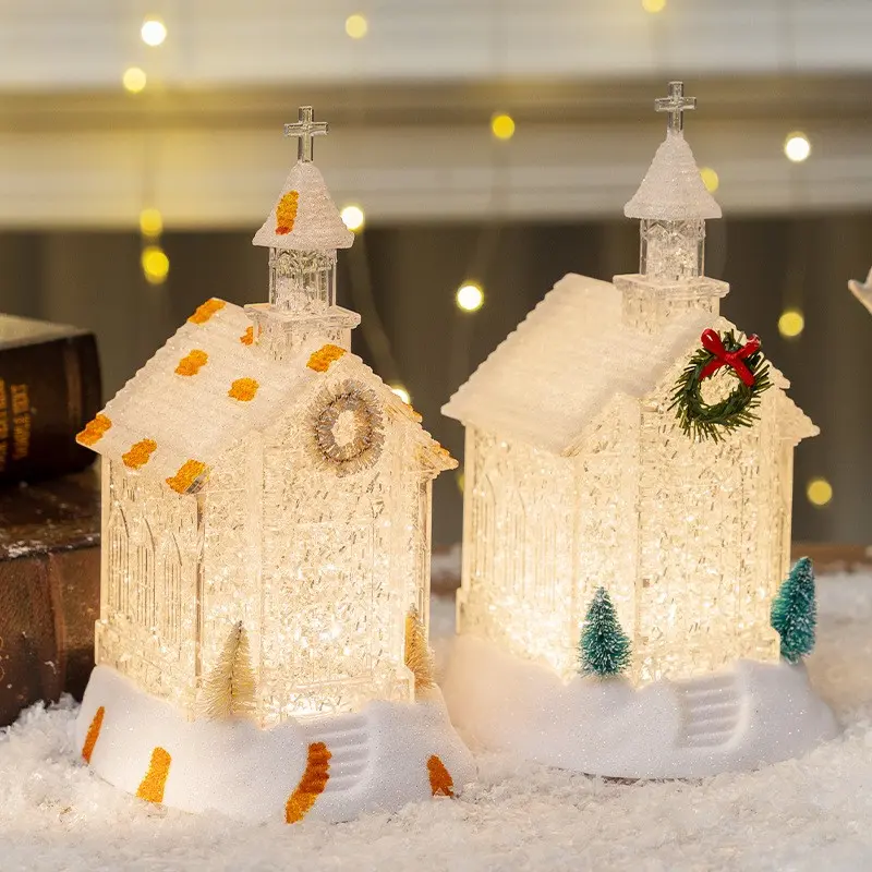 LED Glowing Christmas House, Plastic Desktop Decor Night Light, Battery Powered, Perfect Christmas Holiday Gift, Festive Decoration