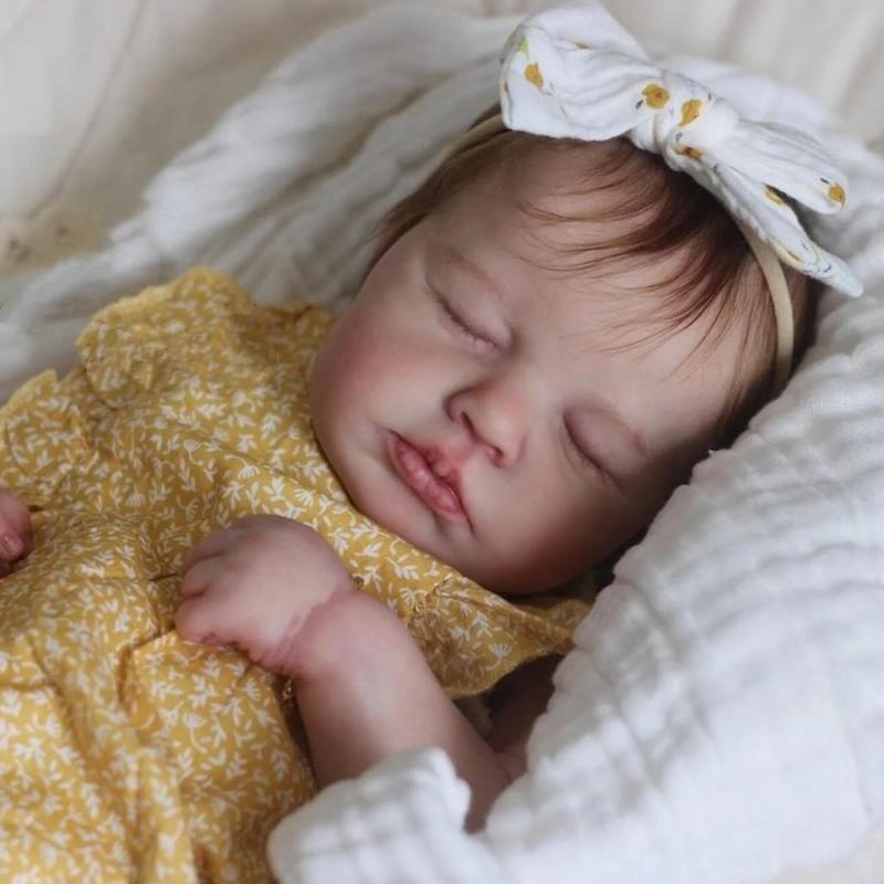 Whimsy & Wit-50cm/20inch Realistic Asleep Reborn Toddler Doll with 3D-Paint Skin and Visible Veins (Cloth Body, Vinyl Limbs) Newborn Bebe Girl Art Toy Lifelike Kids Birthday Gift sleeping Weighted baby