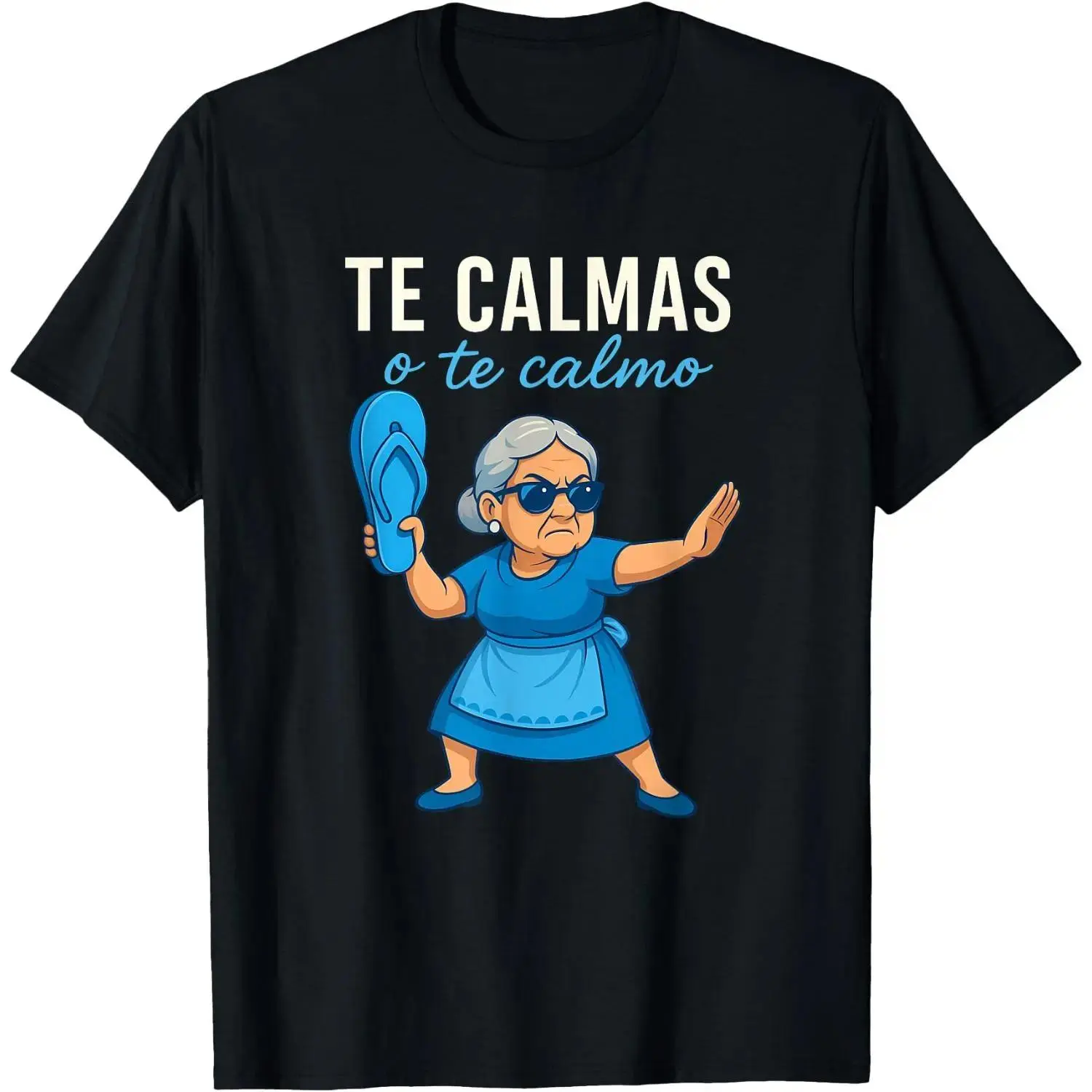Men's Oversized Graphic Crewneck T-Shirt - "Te Calmas o Te Calmo" Funny Quote, Menswear, 100% Cotton Breathable Fabric, Relaxed Fit Baggy Streetwear, Round Neck Short Sleeve, All Seasons Casual Top, Vintage, Graphic Print