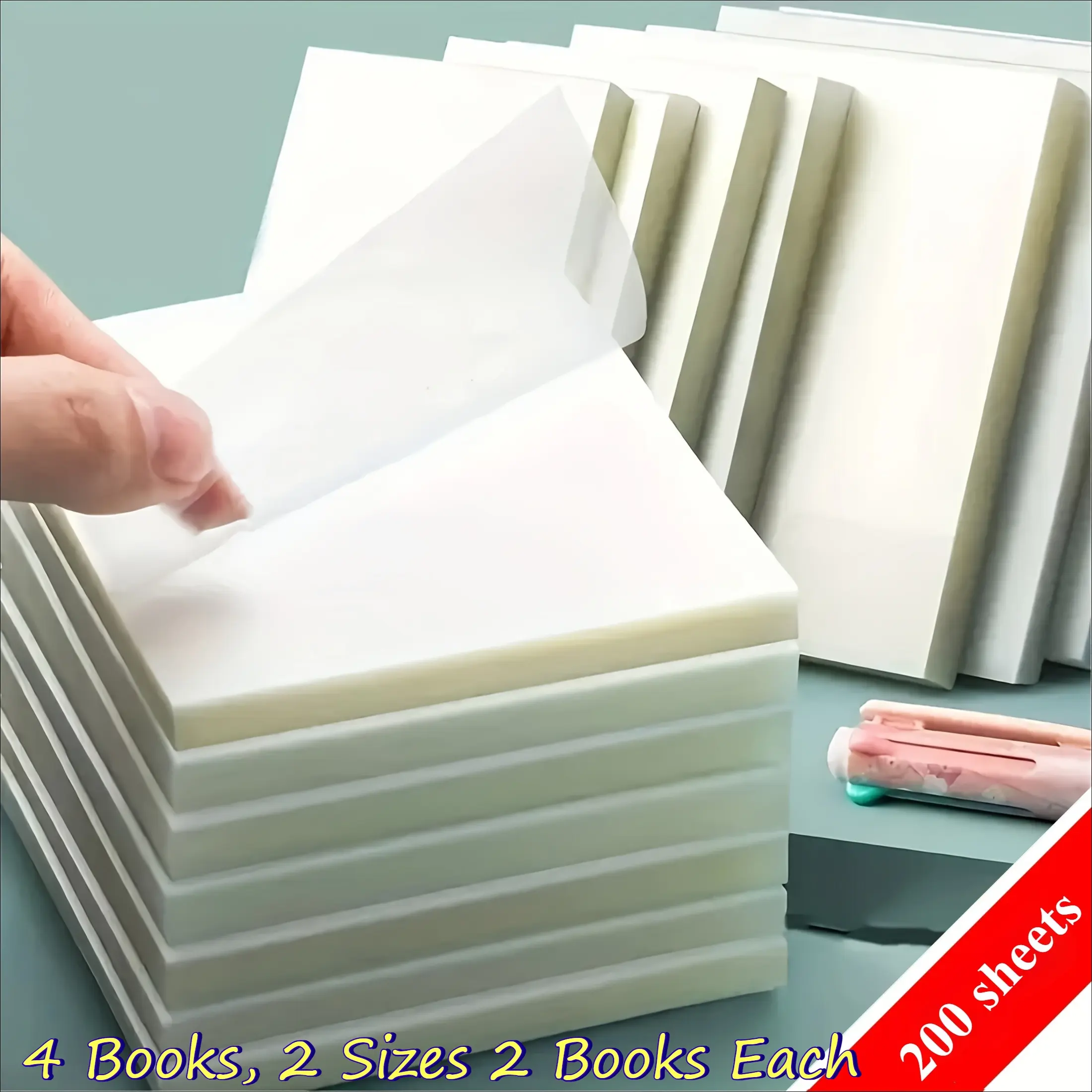 4 Books Total 200 Sheets Transparent Sticky Notes Set 2 Sizes 2 Books Each 50 Sheets Per Book Smooth Writing Self Adhesive Page Markers For Students Back To School Office Study Book Annotation Planner Stationery Birthday School Gift Supplies