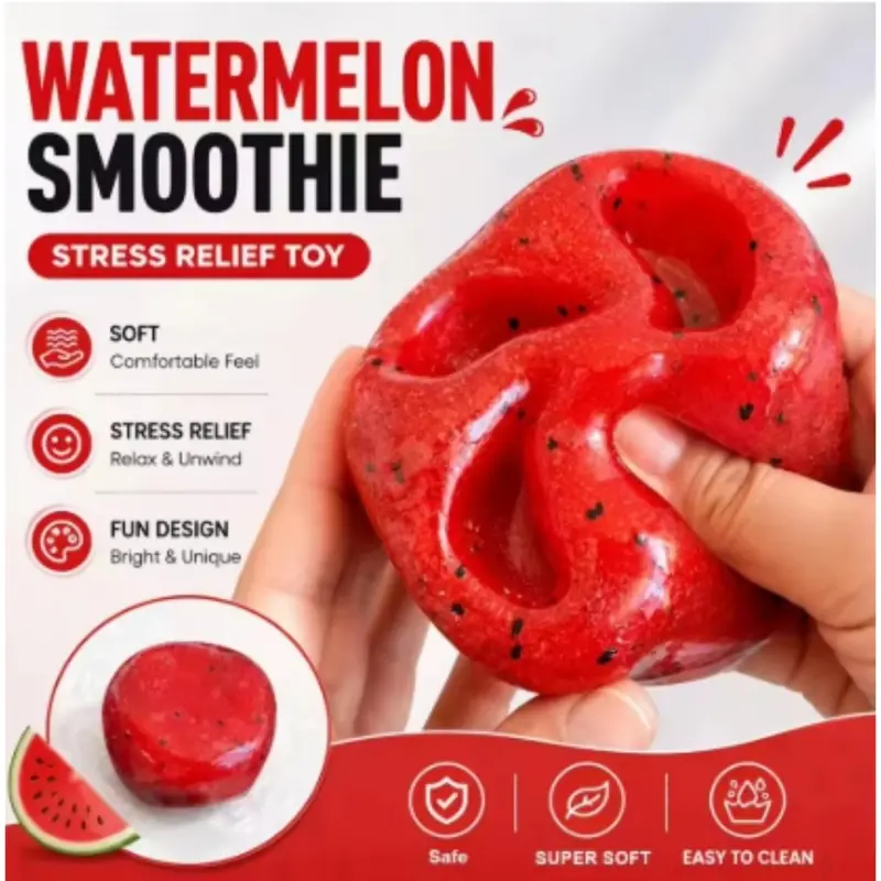 Handmade Watermelon Slushy Decompression Squeeze Toy Realistic Soft Fruit Squishy Slow Rebound Stress Relief Toy Novelty Funny Gift Soft Squishies