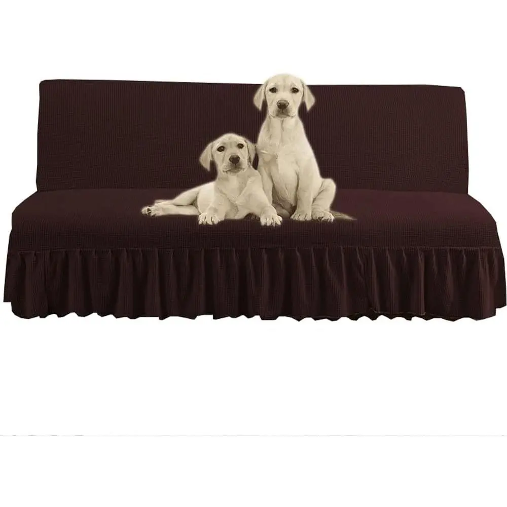 Sofa Bed Cover Armless Futon Slipcover Protector with Ruffle Skirt, Armless Sofa Cover Armless Sofa Slipcover Stretch Futon Sofa Cover Armless Futon Protector ( Color :#21 , Size : M:120-150
