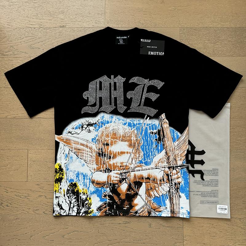 Tshirt Angel Print Cotton Streetwear Round Neck Short Sleeve Casual Daily Wear Summer Party For Men Women Couple Unisex Trendy Fashion Top