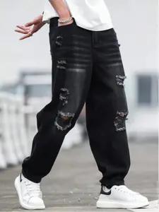 New Fashion Ripped Loose Jeans for Men, American Street Y2K Style Streetwear, Daily Commute, Multiple Sizes Available, No Belt Included